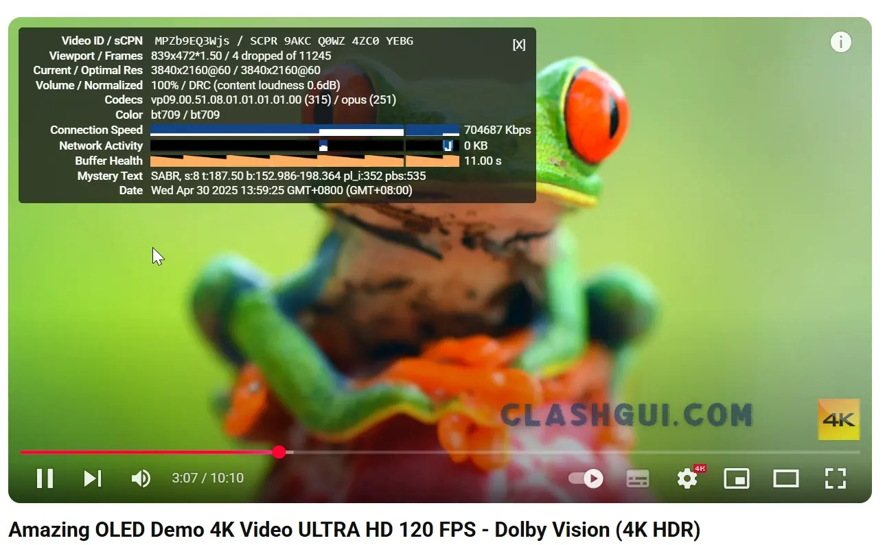 Godetia 机场 YouTube 4K 播放测试